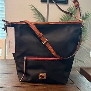 Dooney & Bourke NWT Black and Tan Nylon Shoulder / Crossbody Bag